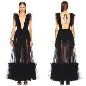 Michael Costello x Revolve Annistyn Gown Black
